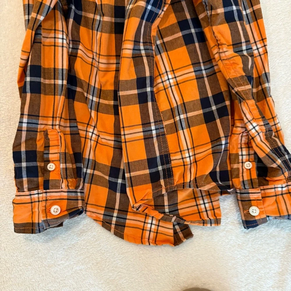 Gymboree Orange Plaid button down Shirt Fall M